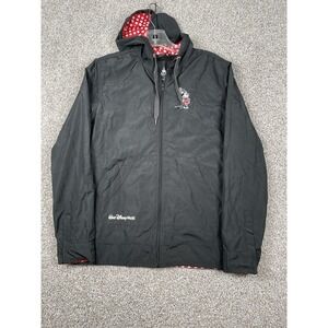 Vintage Womens Disney Parks Minnie Mouse Windbreaker/Rain Jacket Black Hooded XS